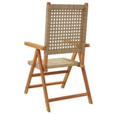 Vidaxl Polohovací zahradní židle 8 ks béžové polyratan a masivní dřevo