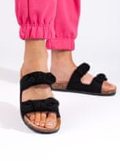 Amiatex Zajímavé černé dámské nazouváky na plochém podpatku + Ponožky Gatta Calzino Strech, černé, 38