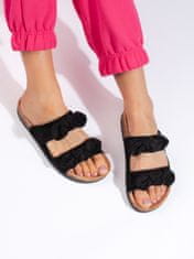 Amiatex Zajímavé černé dámské nazouváky na plochém podpatku + Ponožky Gatta Calzino Strech, černé, 38