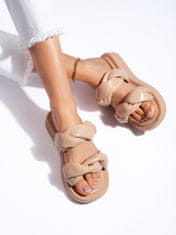 Amiatex Exkluzívní dámské hnědé nazouváky na plochém podpatku + Ponožky Gatta Calzino Strech, odstíny hnědé a béžové, 41