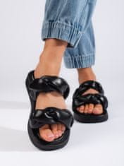 Amiatex Módní nazouváky dámské černé na plochém podpatku + Ponožky Gatta Calzino Strech, černé, 36