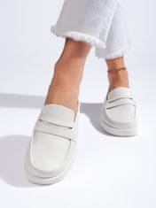 Amiatex Výborné dámské nazouváky bílé platforma + Ponožky Gatta Calzino Strech, bílé, 41