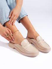 Amiatex Moderní hnědé nazouváky dámské platforma + Ponožky Gatta Calzino Strech, odstíny hnědé a béžové, 38