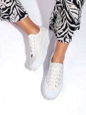 Amiatex Praktické tenisky bílé dámské platforma + Ponožky Gatta Calzino Strech, bílé, 36