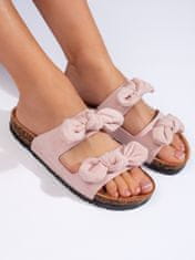 Amiatex Pohodlné nazouváky dámské růžové na plochém podpatku + Ponožky Gatta Calzino Strech, odstíny růžové, 38