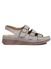 Amiatex Designové dámské šedo-stříbrné sandály na klínku, odstíny šedé a stříbrné, 36