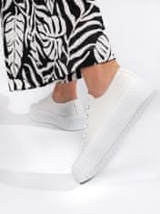 Amiatex Praktické tenisky bílé dámské platforma + Ponožky Gatta Calzino Strech, bílé, 36