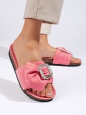 Amiatex Klasické nazouváky dámské růžové na plochém podpatku + Ponožky Gatta Calzino Strech, odstíny růžové, 36