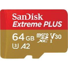SanDisk Paměťová karta Micro SDXC Extreme Plus 64GB UHS-I U3 (200R/ 90W) + adapter