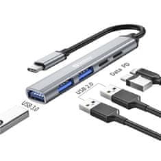 Sandberg USB Hub Saver USB-C/ 3xUSB-A, 2x USB-C - stříbrný