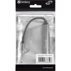 Sandberg USB Hub Saver USB-C/ 3xUSB-A, 2x USB-C - stříbrný