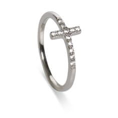 Oliver Weber Slušivý stříbrný prsten s křížkem Sanctuary 63342 (Obvod 57 mm)