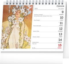 Grooters NOTIQUE Stolní kalendář Alfons Mucha 2025, 16,5 x 13 cm
