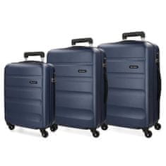 Joummabags Sada ABS cestovních kufrů ROLL ROAD FLEX Navy Blue, 55-65-75cm, 5849462