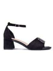 Amiatex Pěkné sandály dámské černé na širokém podpatku, černé, 40
