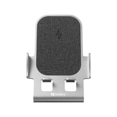 Sandberg Bezdrátová nabíječka Wireless Charger Stand 15W Alu - šedá
