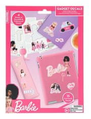 CurePink Set 4 listů samolepek na elektroniku: Barbie 22 kusů (17 x 23 cm)
