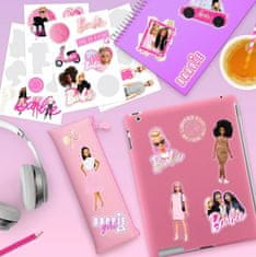 CurePink Set 4 listů samolepek na elektroniku: Barbie 22 kusů (17 x 23 cm)