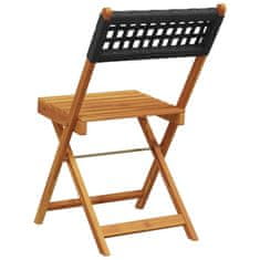 Vidaxl Skládací zahradní židle 8 ks černé polyratan a masivní dřevo