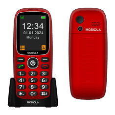 Mobiola MB3120i pohodlný telefon nejen pro seniory, 2,4" displej, SOS tlačítko, nabíjecí stojan, červený