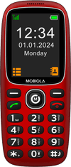 Mobiola MB3120i pohodlný telefon nejen pro seniory, 2,4" displej, SOS tlačítko, nabíjecí stojan, červený