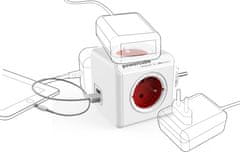 CubeNest PowerCube Original rozbočka, 4 zásuvky + USB A+C PD 20 W, červená