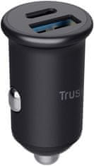 Trust adaptér do auta Maxo, USB-C, USB-A, 38W, černá