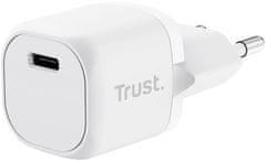 Trust síťový adaptér Maxo, USB-C, 20W, bílá