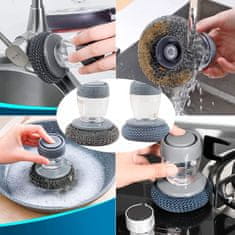 HOME & MARKER® Dávkovácí Kartáč na nádobí, Kartáč na nádobí s dávkováním mýdla pro mytí nádobí (10 x 9 x 9 cm) | SUDSMASTER
