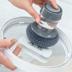 HOME & MARKER® Dávkovácí Kartáč na nádobí, Kartáč na nádobí s dávkováním mýdla pro mytí nádobí (10 x 9 x 9 cm) | SUDSMASTER