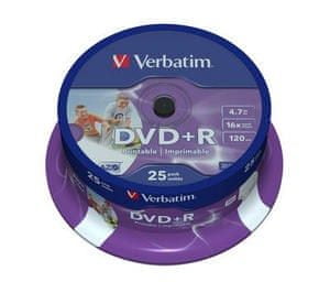 Verbatim DVD+R 4,7GB 16x PRINT. spindl 25pc/BAL