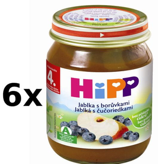 HiPP Jablka s borůvkami - 6 x 125g