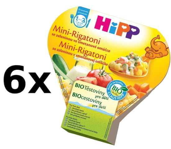 HiPP BIO Mini-Rigatoni se zeleninou - 6x250g expirace 10.7.2018