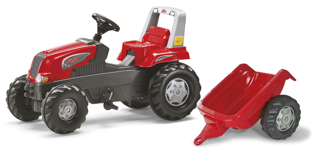Rolly Toys Šlapací traktor Rolly Junior s vlečkou červený - rozbaleno