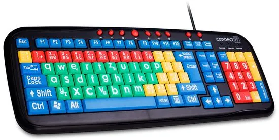 Connect IT CI-72 Kontrastní barevná klávesnice pro děti, USB