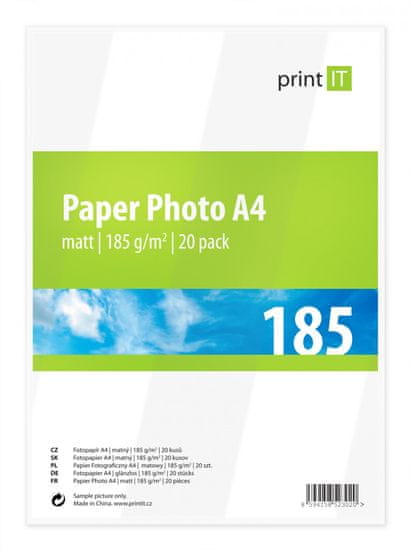Print IT fotopapír A4, 185g/m2, 20 listů, matný (PI-84)