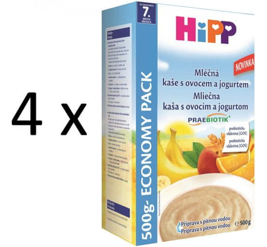 HiPP Mléčnoobilná kaše s ovocem a jogurtem 4 × 500g