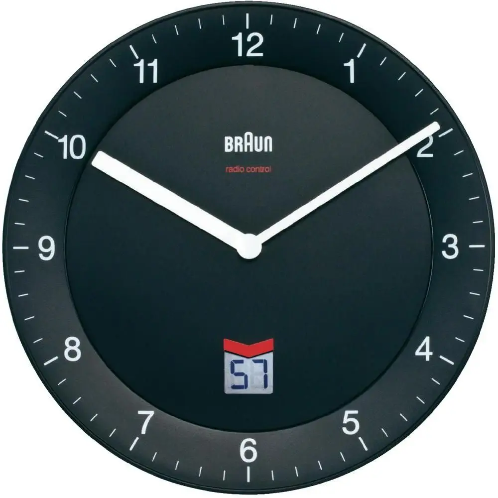 Braun Analogové nástěnné hodiny DCF 20 cm, černá - použité