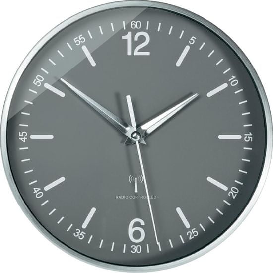 Eurochron Analogové nástěnné DCF hodiny 19.5 cm, hliník