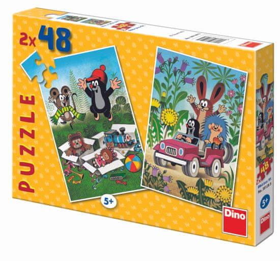 Dino Krteček se raduje puzzle, 2x 48 dílků