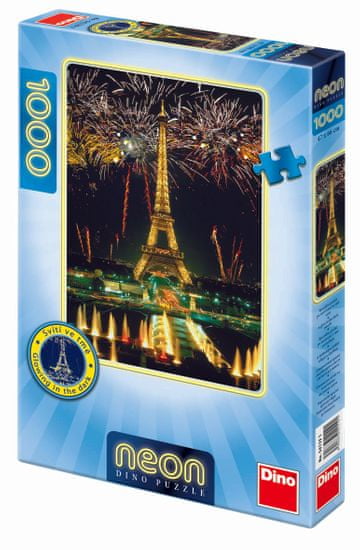 Dino Eiffelova věž neon puzzle, 1000 dílků