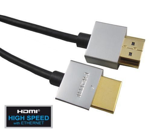 PremiumCord Slim HDMI High Speed + Ethernet kabel, 1,5 m