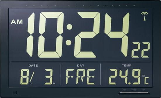 Conrad Digitální nástěnné DCF hodiny Jumbo s vnitřní teplotou