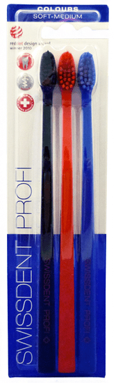 Swissdent Profi Colours Soft-Medium 3ks (black, red, blue)
