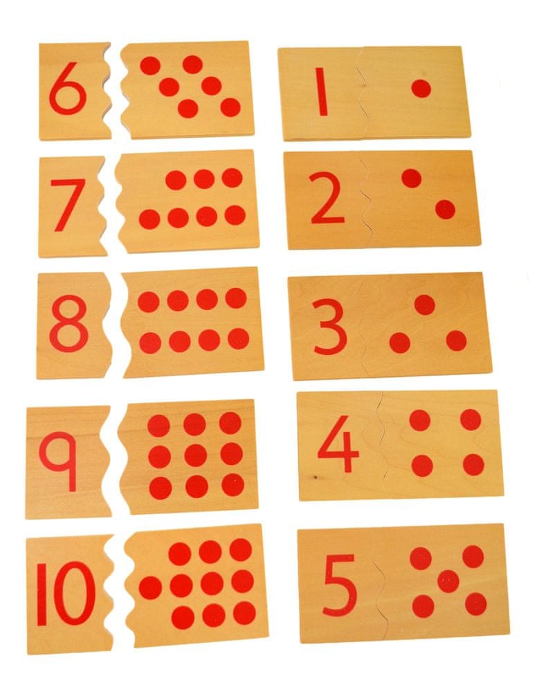 Montessori pomůcky Čísla a puntíky - puzzle
