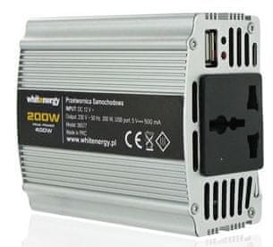 OEM WE Měnič napětí DC/AC 12V / 230V, 200W, USB (06577)