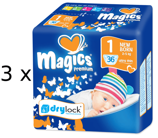 Magics Premium 1 Newborn Jumbo pack (2-5 kg) 108 ks