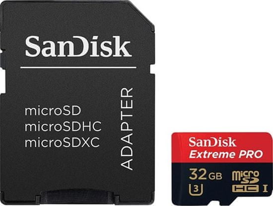 SanDisk microSDHC 32GB (class 10 / UHS-3) Extreme Pro 95MB/s + adaptér na SD (SDSDQXP-032G-G46A)