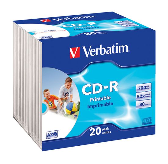 Verbatim CD-R 80 52x PRINT. slim 20pc/BAL
