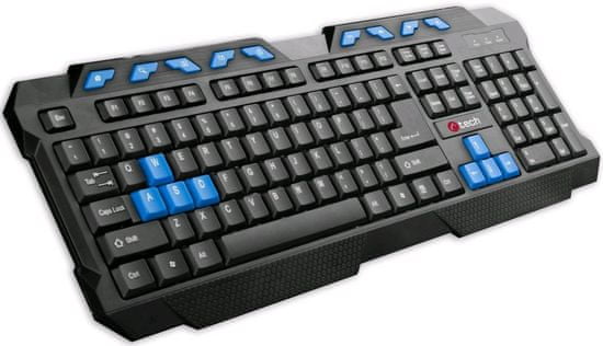 C-Tech GMK-102-B, USB, černo-modrá, multimediální, CZ/SK